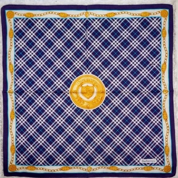 Burberry Accessories - Burberry Navy and Gold Checkered Scarf